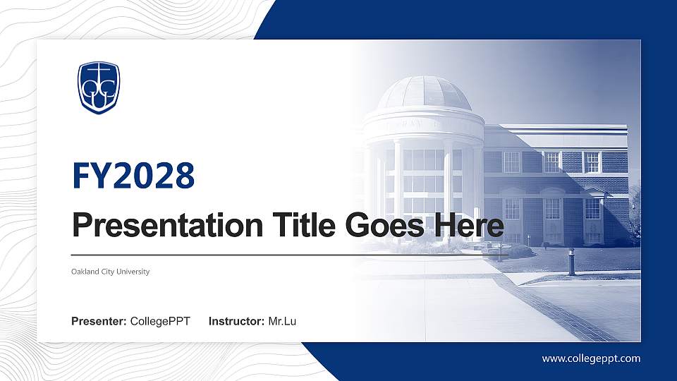 Oakland City University Academic Presentation/Research Findings Report PPT Template16:9 ratio PPT effect preview image1