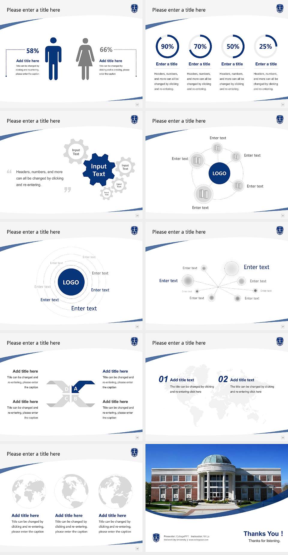 Oakland City University Course/Courseware Creation PPT Template4:3 ratio PPT effect preview image4