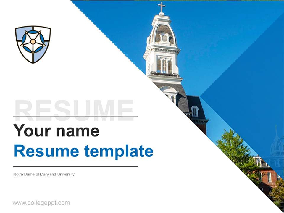 Notre Dame of Maryland University Resume PPT Template4:3 ratio PPT effect preview image5