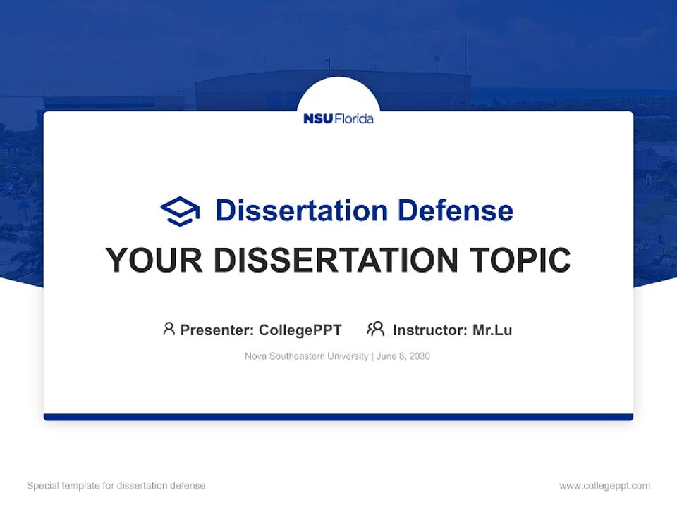 Nova Southeastern University Graduation Thesis Defense PPT Template4:3 ratio PPT effect preview image7