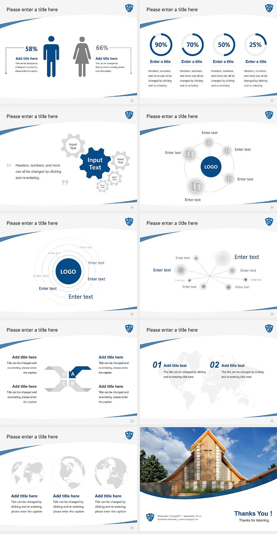 Northwest University Course/Courseware Creation PPT Template4:3 ratio PPT effect preview image4