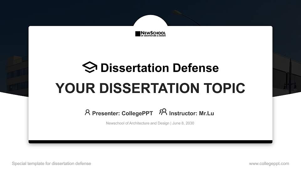 Newschool of Architecture and Design Graduation Thesis Defense PPT Template16:9 ratio PPT effect preview image