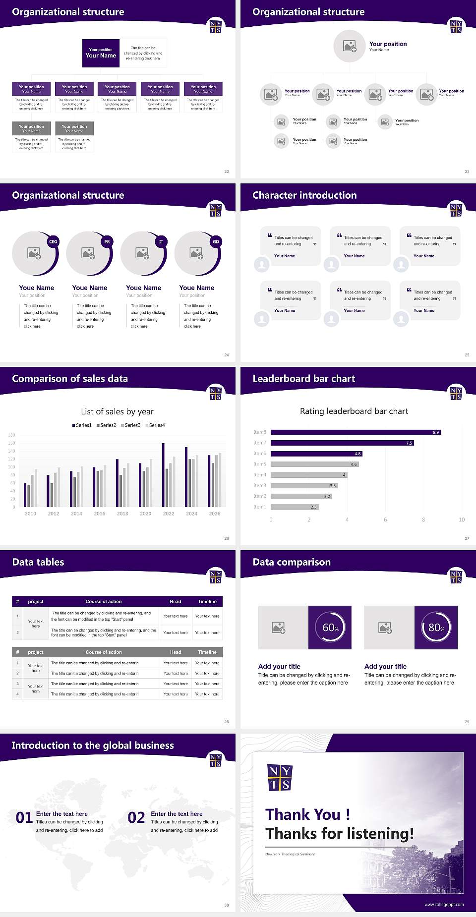 New York Theological Seminary Academic Presentation/Research Findings Report PPT Template4:3 ratio PPT effect preview image4