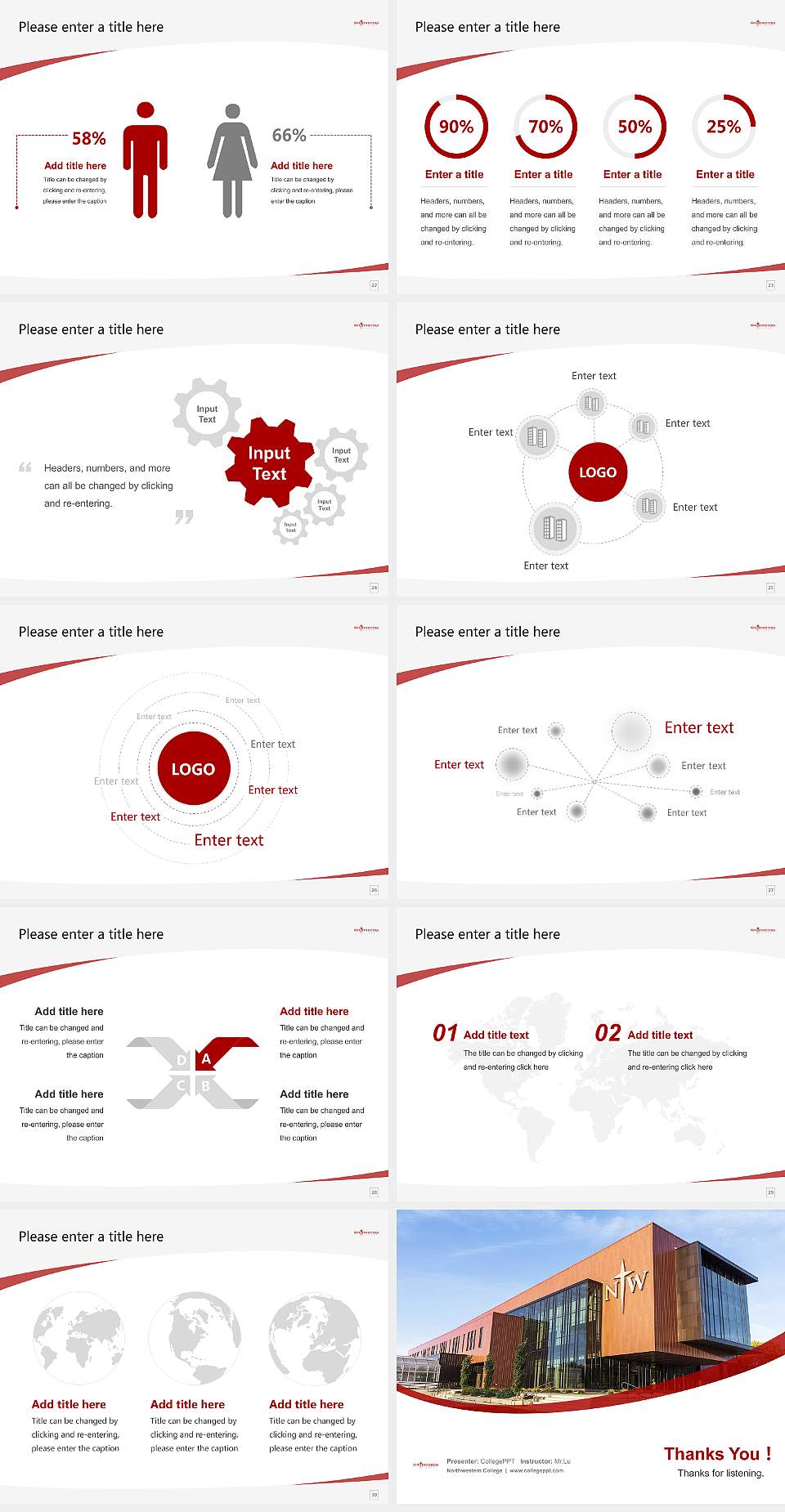 Northwestern College Course/Courseware Creation PPT Template4:3 ratio PPT effect preview image4