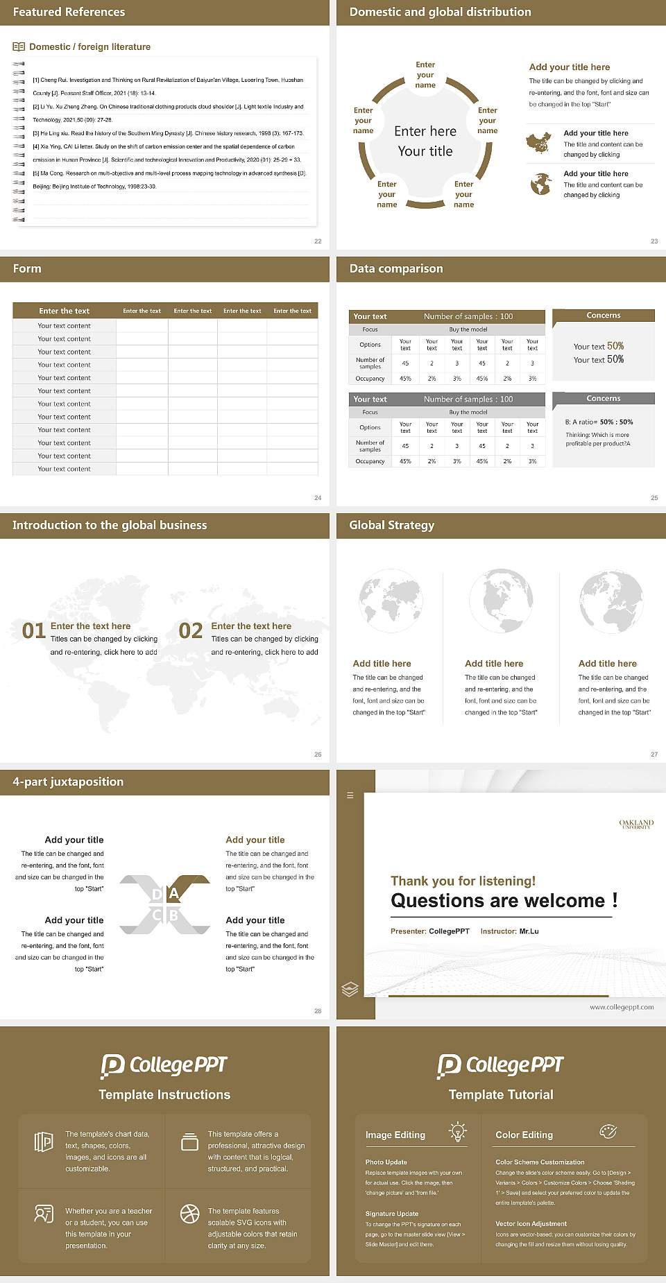 Oakland University Thesis Proposal/Graduation Defense PPT Template4:3 ratio PPT effect preview image4