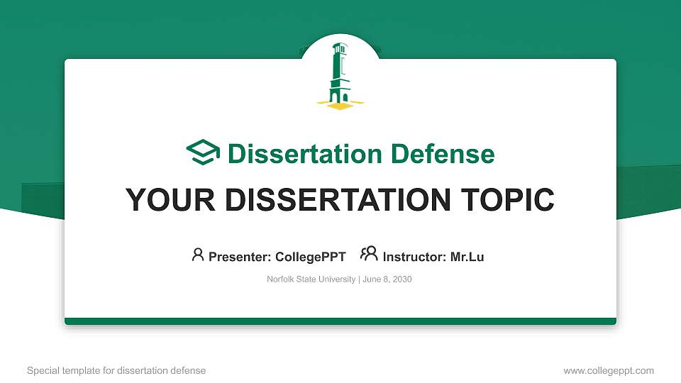 Norfolk State University Graduation Thesis Defense PPT Template16:9 ratio PPT effect preview image
