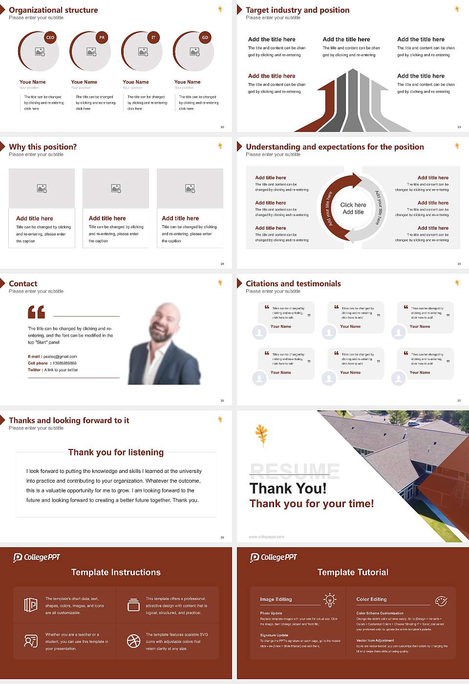 Oak Hills Christian College Resume PPT Template16:9 ratio PPT effect preview image4