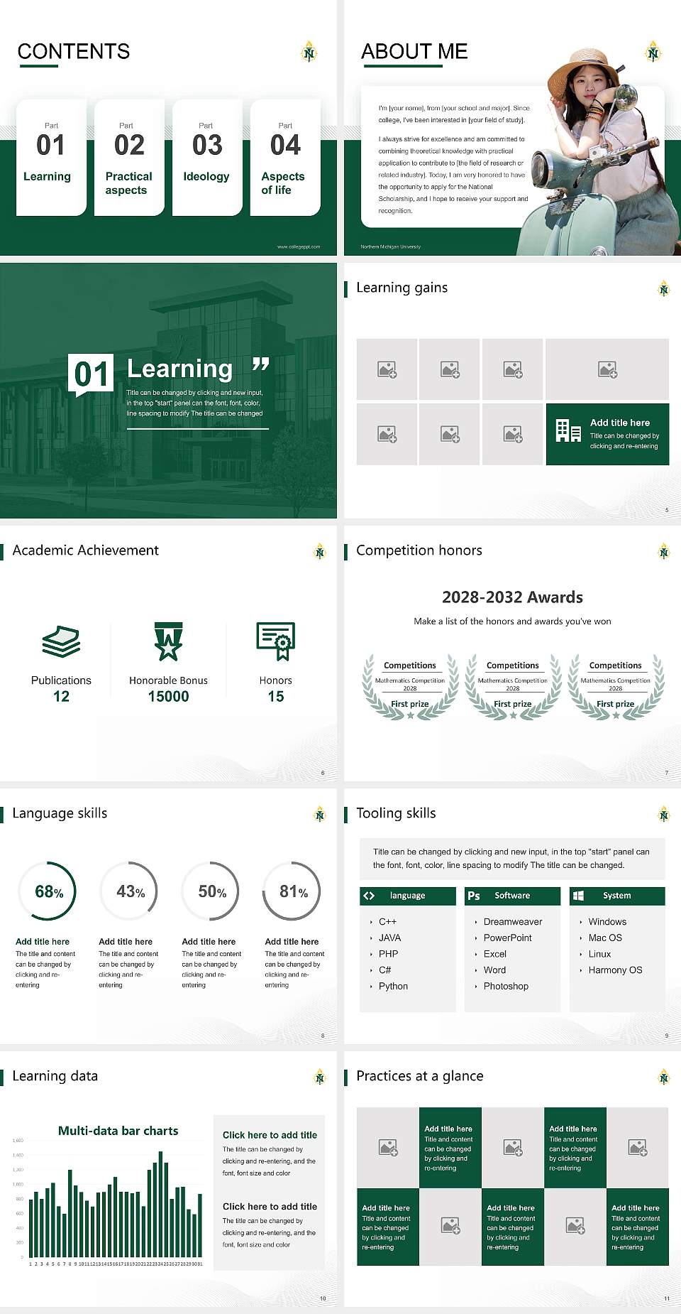 Northern Michigan University National Scholarship Defense PPT Template4:3 ratio PPT effect preview image2