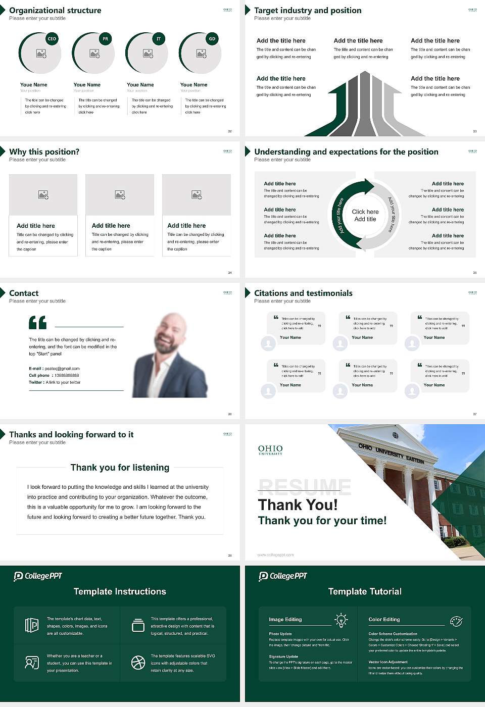 Ohio University-Main Campus Resume PPT Template16:9 ratio PPT effect preview image4