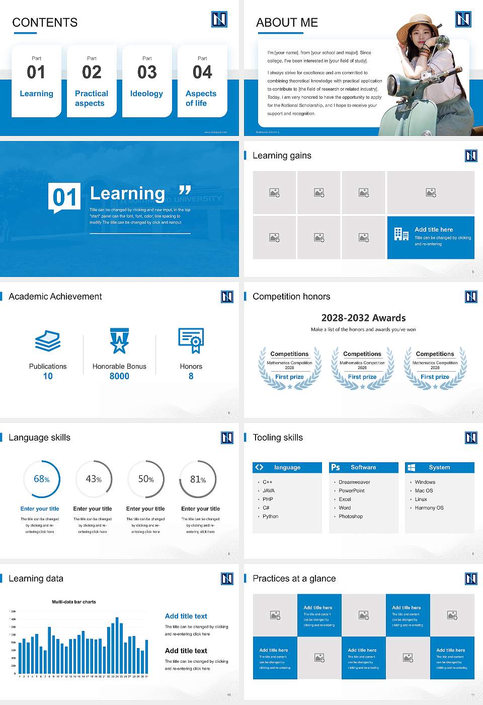 Northwood University National Scholarship Defense PPT Template16:9 ratio PPT effect preview image2