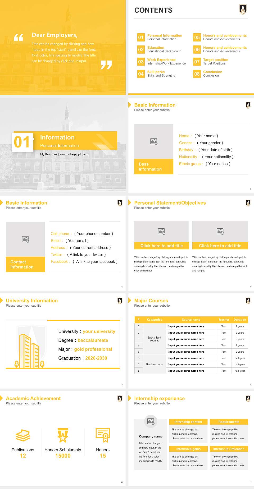 Ohio Dominican University Resume PPT Template4:3 ratio PPT effect preview image2