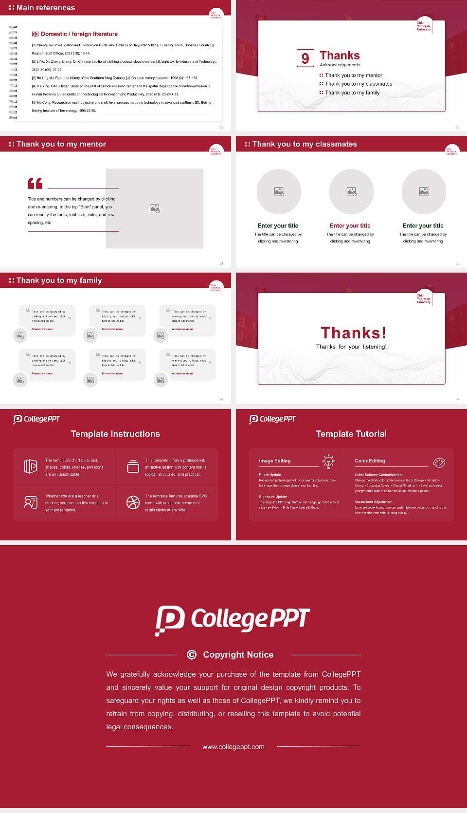 Ohio Wesleyan University Graduation Thesis Defense PPT Template16:9 ratio PPT effect preview image7