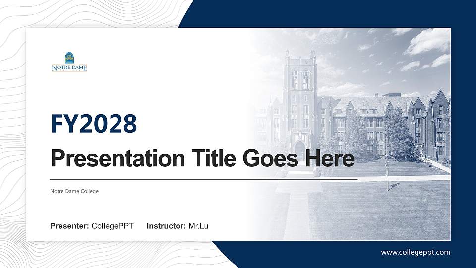 Notre Dame College Academic Presentation/Research Findings Report PPT Template16:9 ratio PPT effect preview image