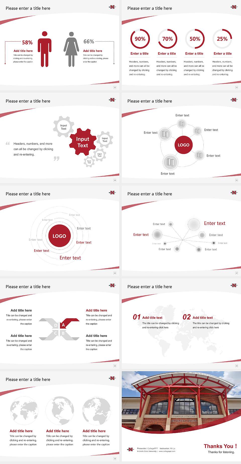 Nicholls State University Course/Courseware Creation PPT Template4:3 ratio PPT effect preview image4