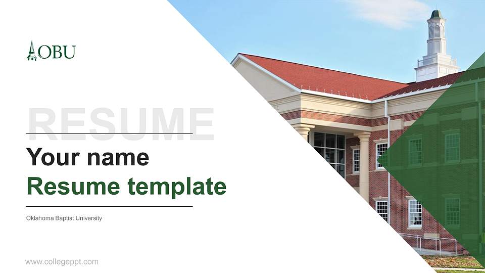Oklahoma Baptist University Resume PPT Template16:9 ratio PPT effect preview image