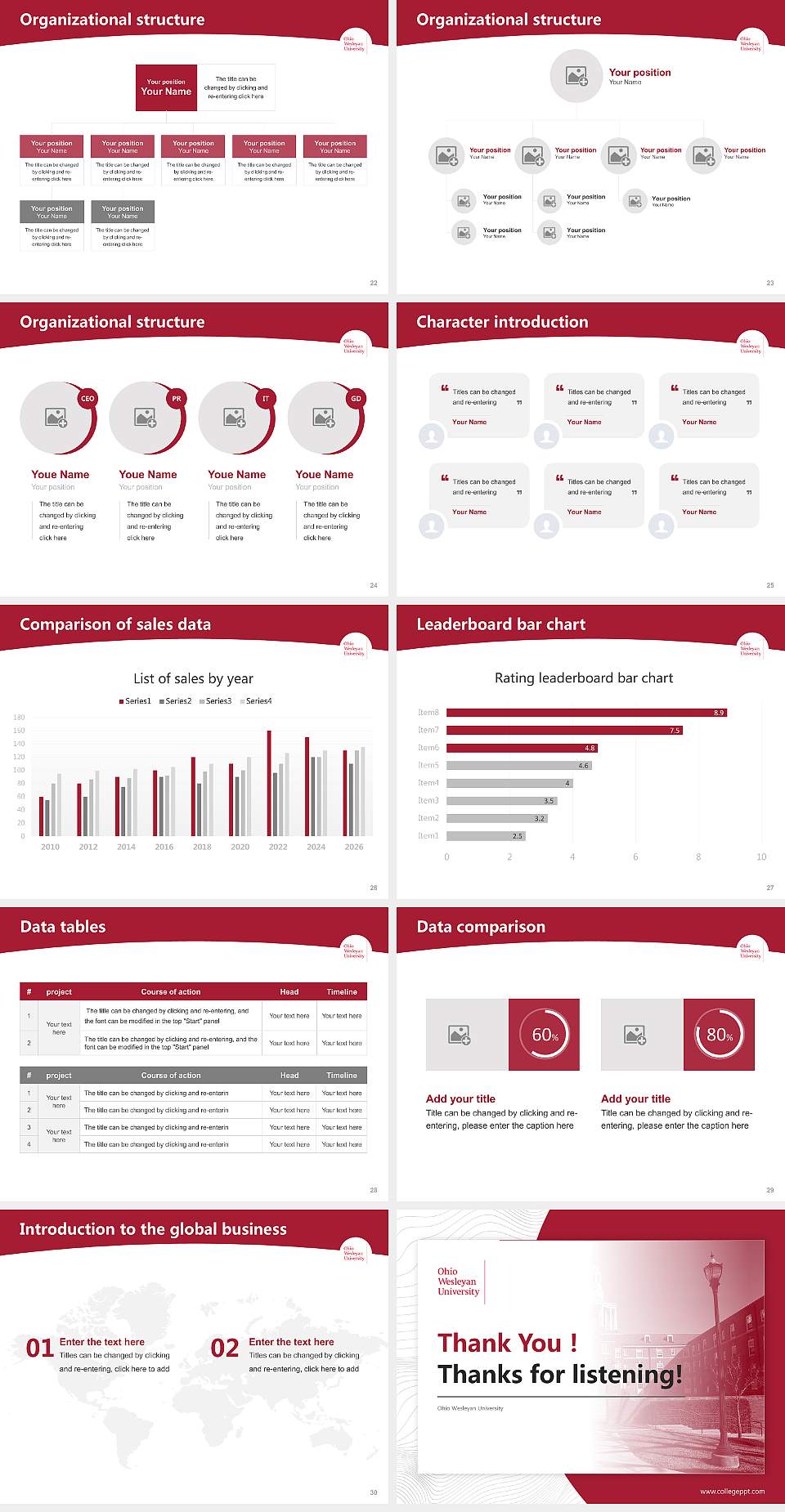 Ohio Wesleyan University Academic Presentation/Research Findings Report PPT Template4:3 ratio PPT effect preview image4