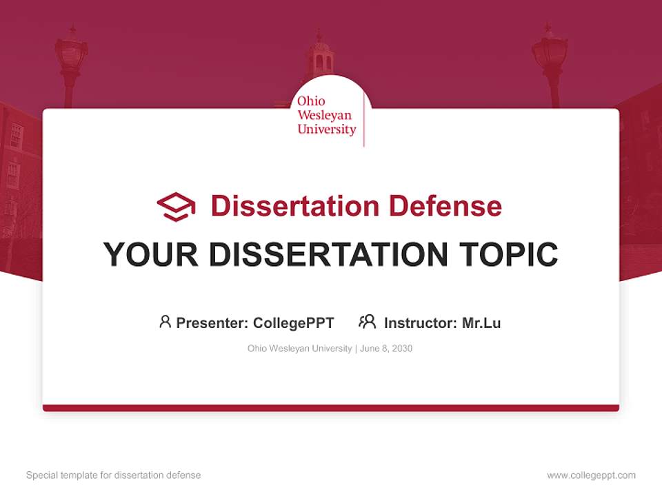 Ohio Wesleyan University Graduation Thesis Defense PPT Template4:3 ratio PPT effect preview image7