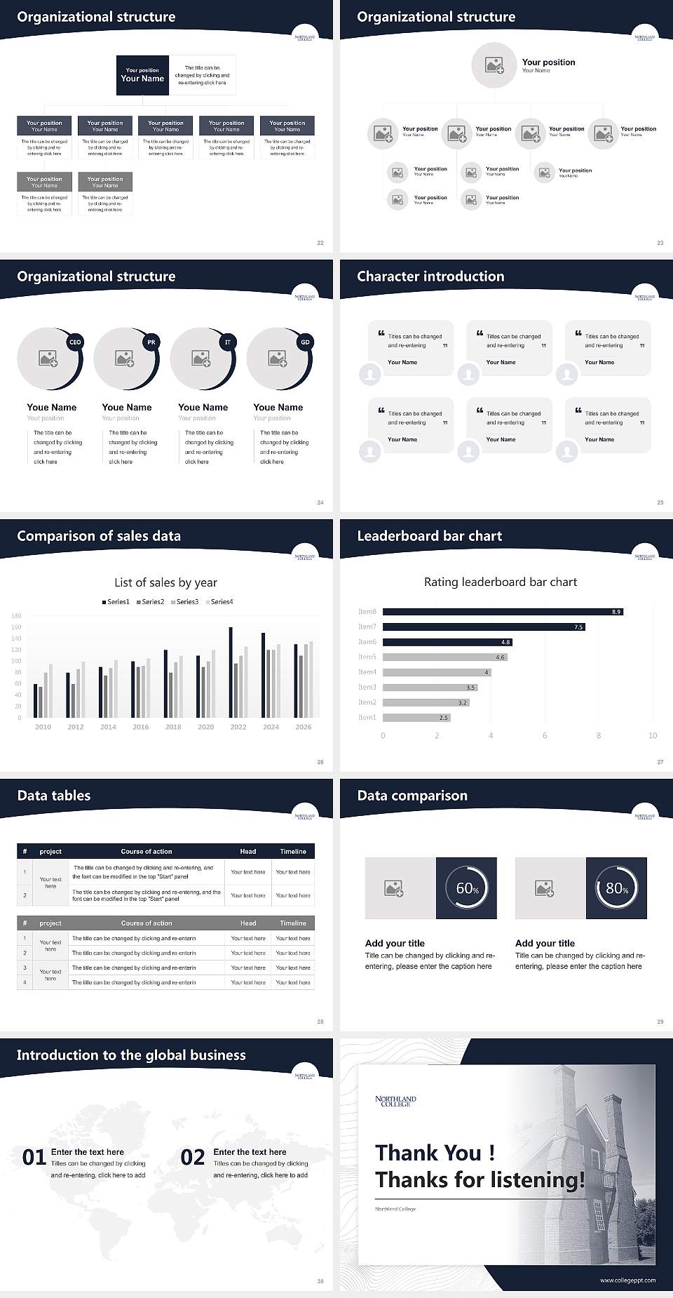 Northland College Academic Presentation/Research Findings Report PPT Template4:3 ratio PPT effect preview image4