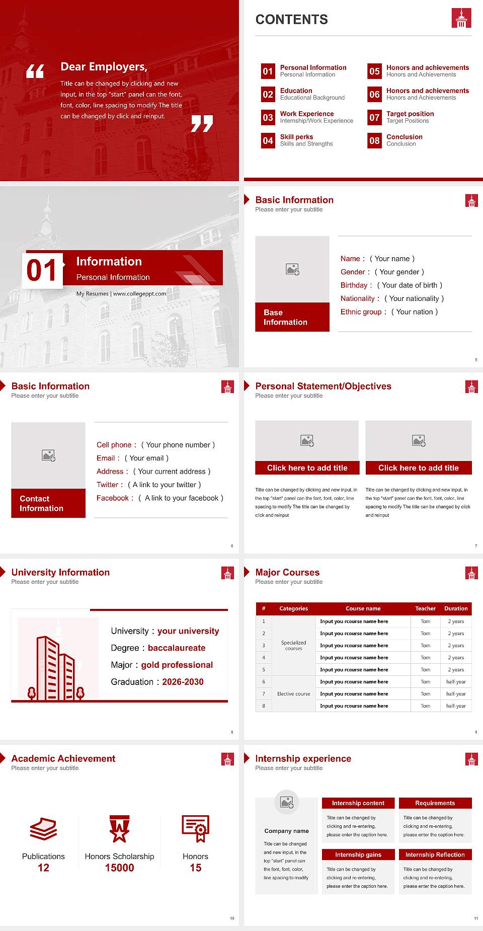 North Central College Resume PPT Template4:3 ratio PPT effect preview image2