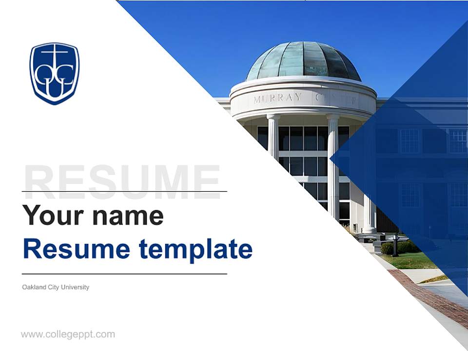 Oakland City University Resume PPT Template4:3 ratio PPT effect preview image5
