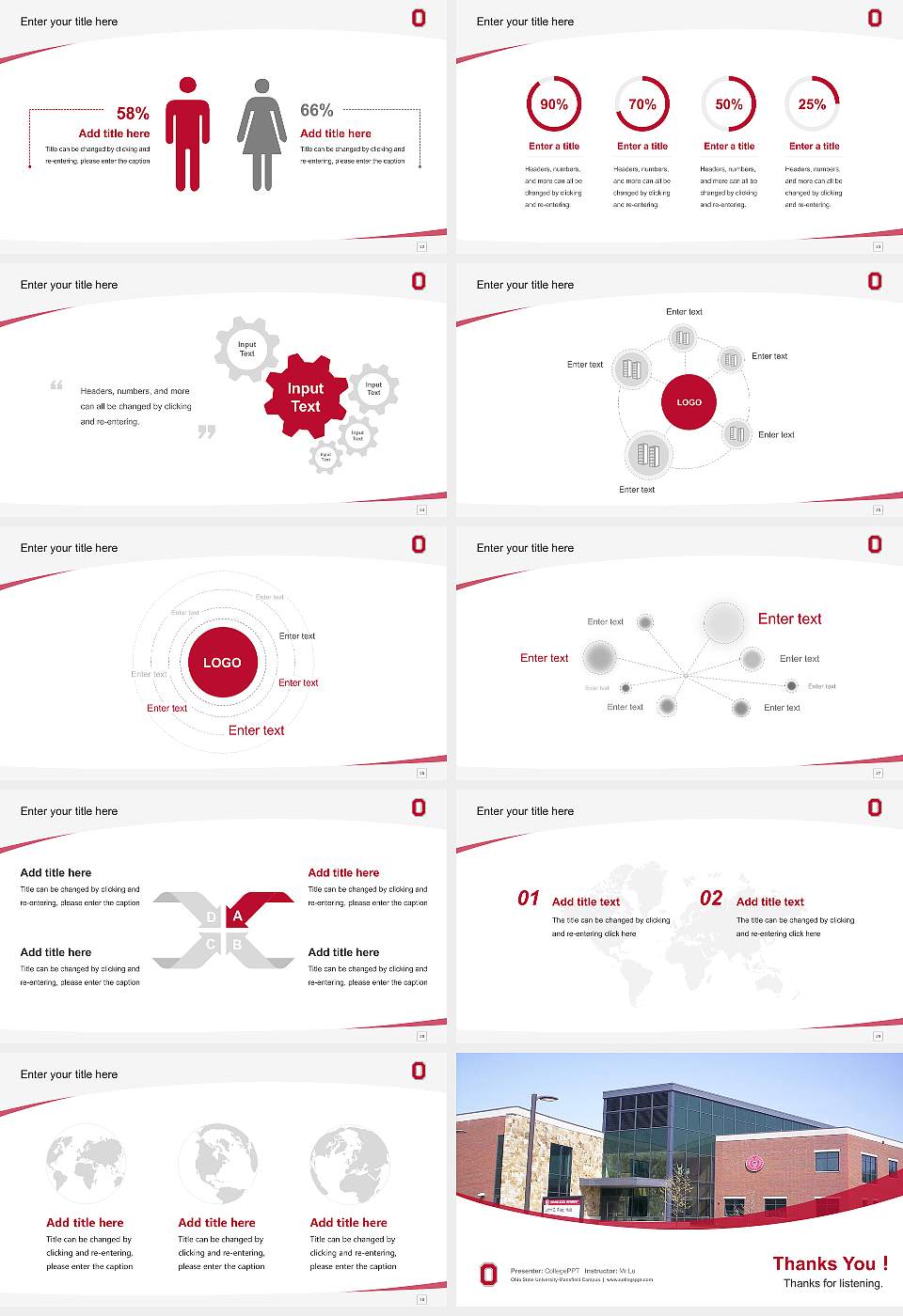 Ohio State University-Mansfield Campus Course/Courseware Creation PPT Template16:9 ratio PPT effect preview image4