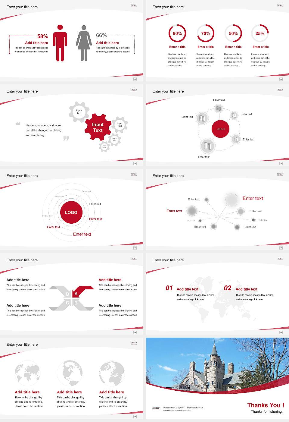 Oberlin College Course/Courseware Creation PPT Template16:9 ratio PPT effect preview image4