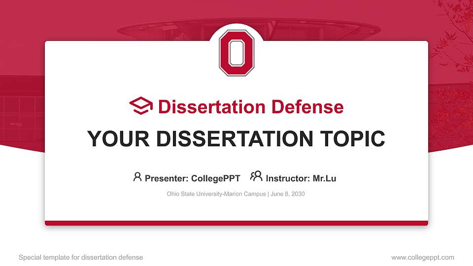 Ohio State University-Marion Campus Graduation Thesis Defense PPT Template16:9 ratio PPT effect preview image