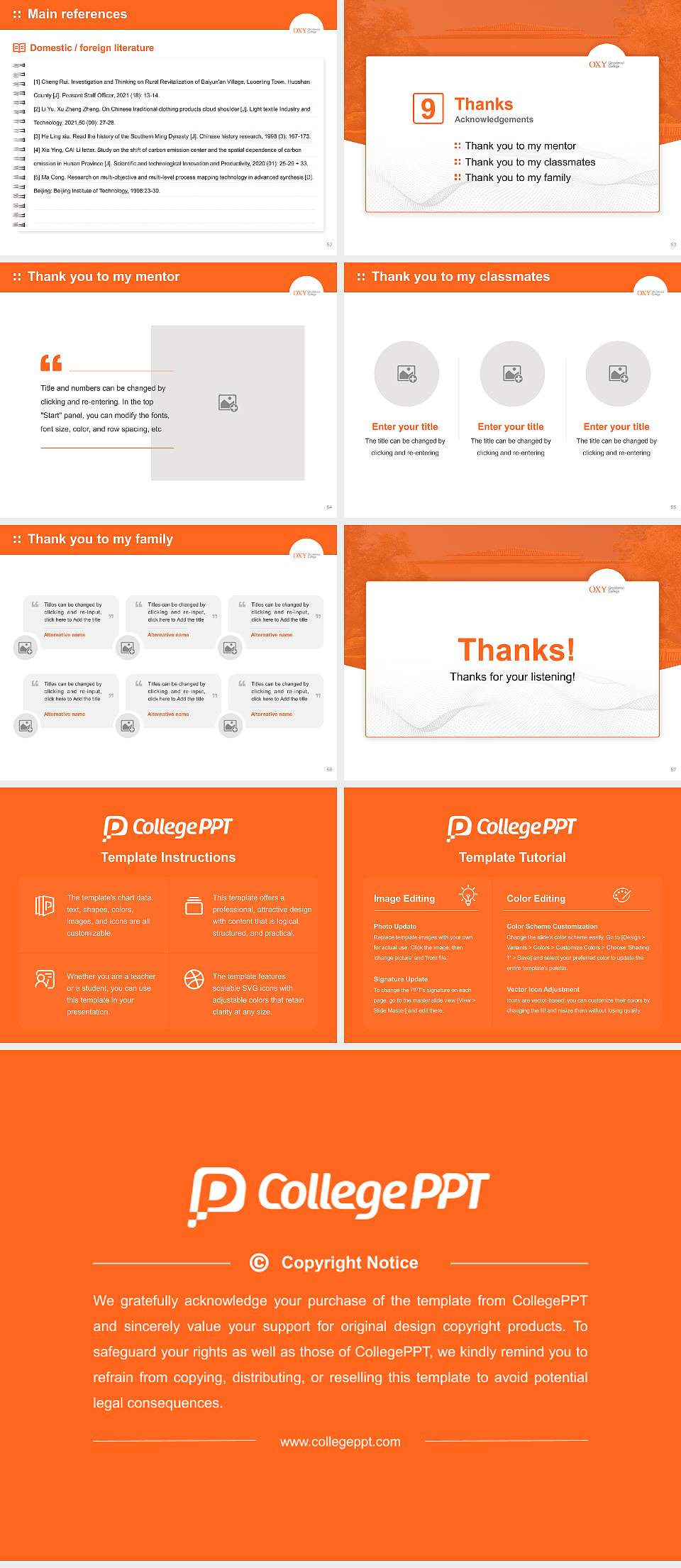 Occidental College Graduation Thesis Defense PPT Template4:3 ratio PPT effect preview image7