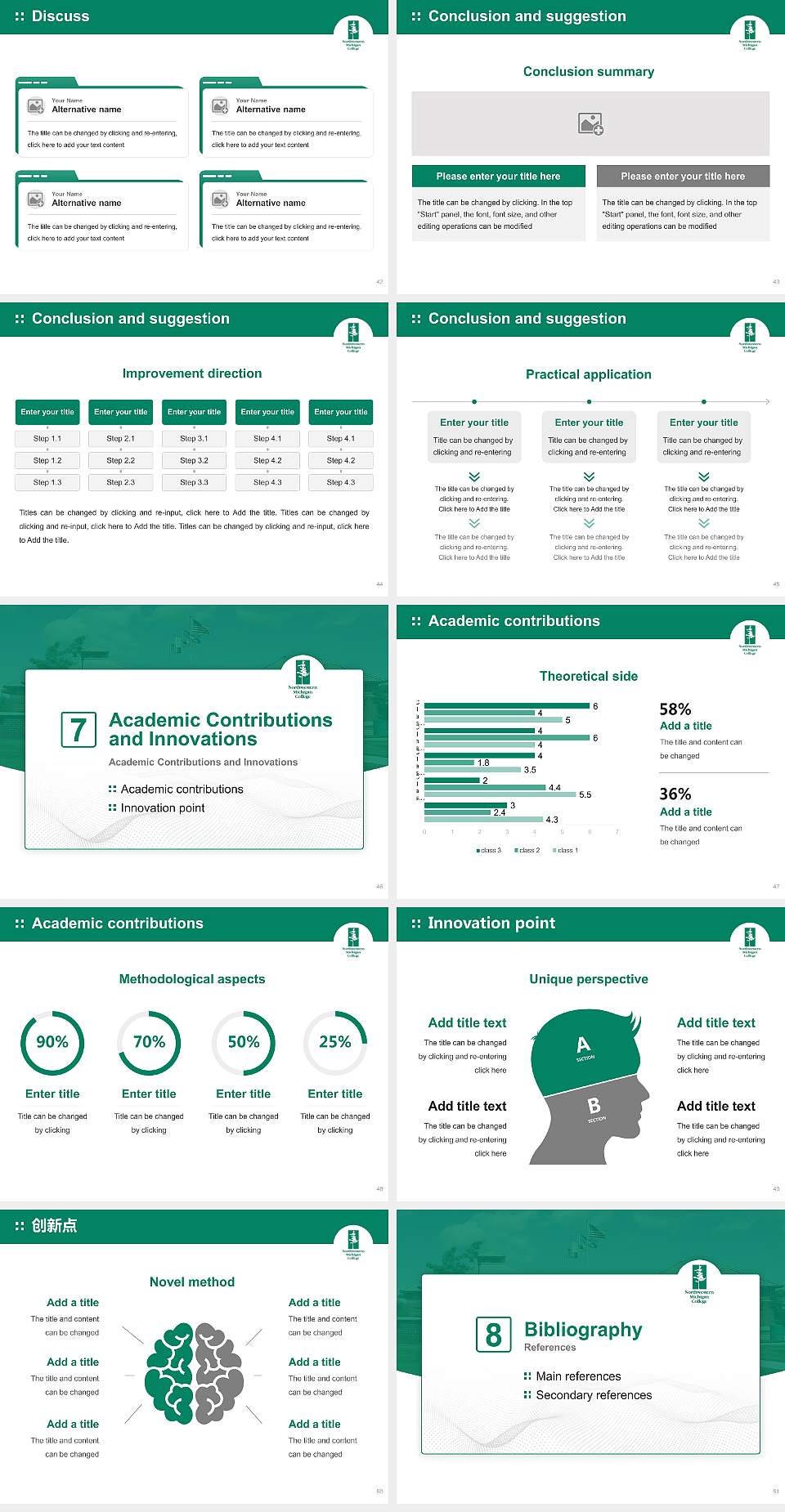 Northwestern Michigan College Graduation Thesis Defense PPT Template4:3 ratio PPT effect preview image6