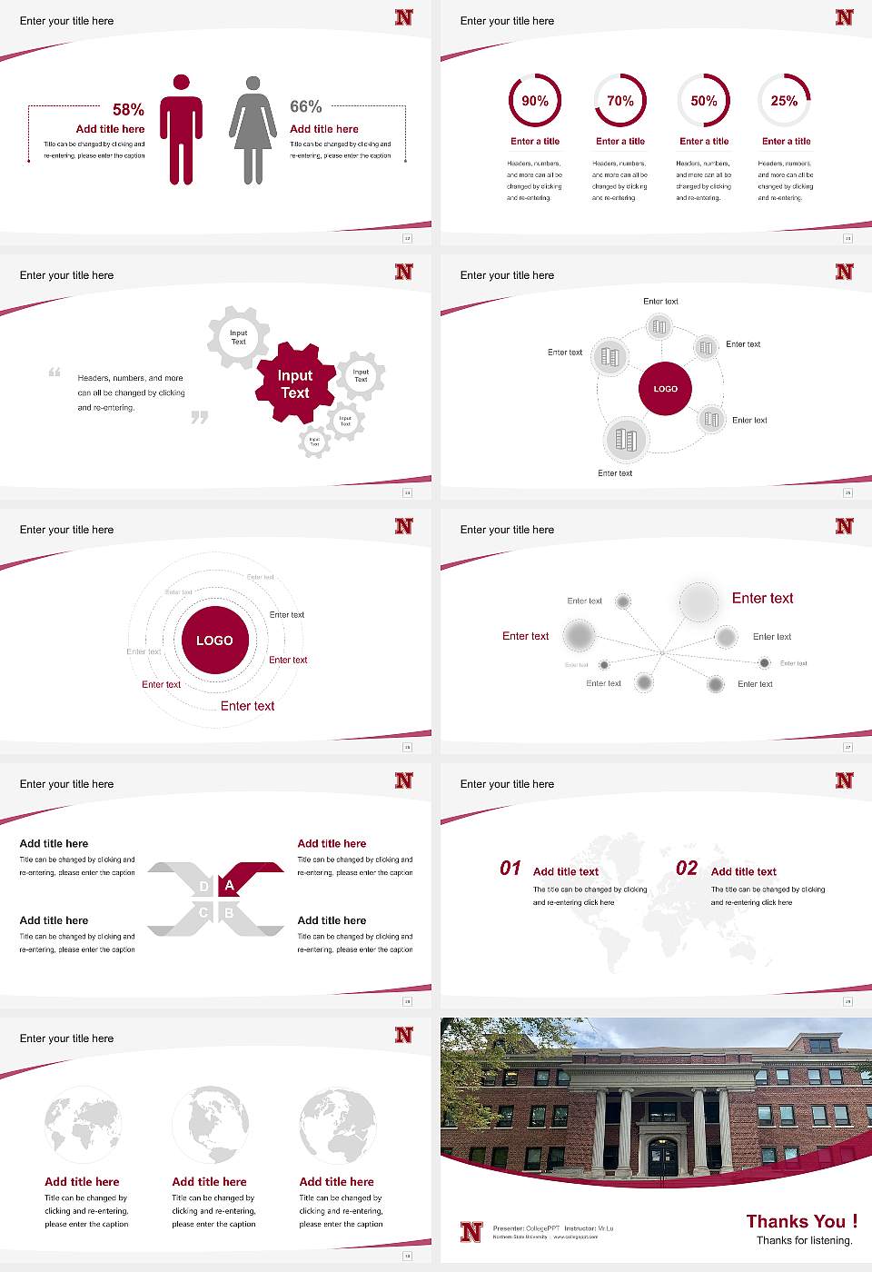 Northern State University Course/Courseware Creation PPT Template16:9 ratio PPT effect preview image4