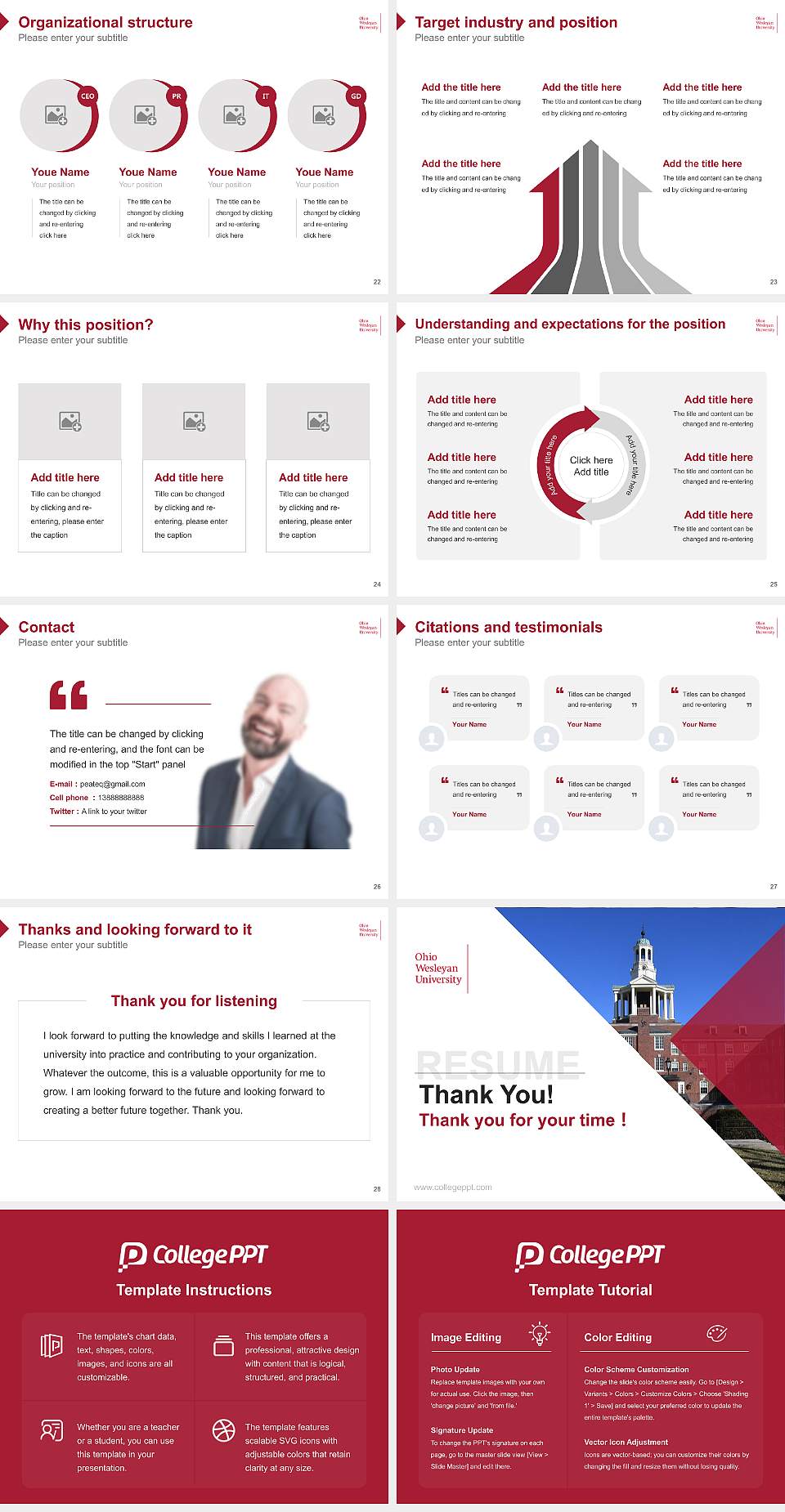 Ohio Wesleyan University Resume PPT Template4:3 ratio PPT effect preview image4