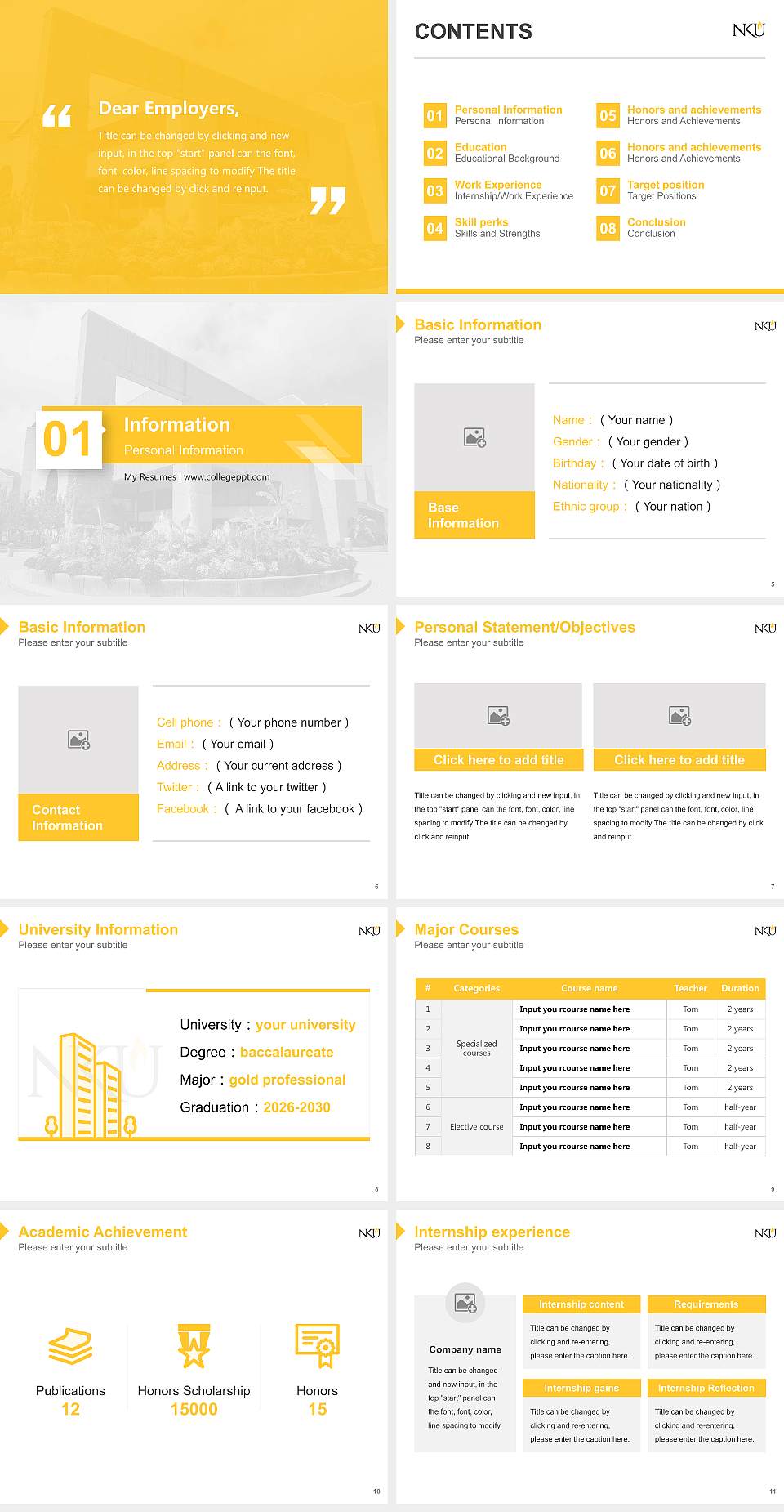 Northern Kentucky University Resume PPT Template4:3 ratio PPT effect preview image2