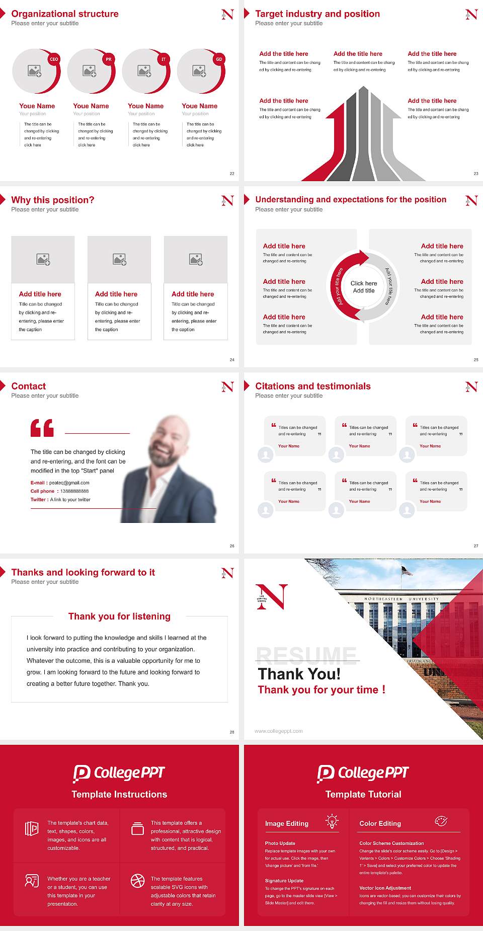 Northeastern University Lifelong Learning Network Resume PPT Template4:3 ratio PPT effect preview image4