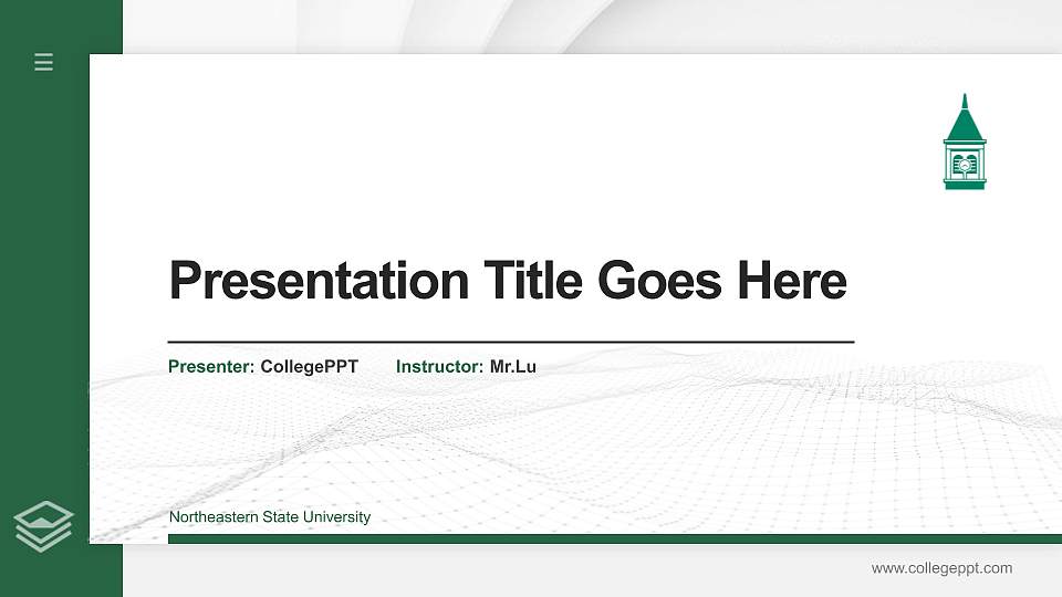 Northeastern State University Thesis Proposal/Graduation Defense PPT Template16:9 ratio PPT effect preview image