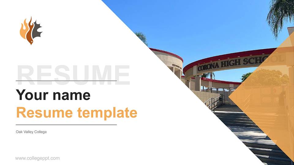 Oak Valley College Resume PPT Template16:9 ratio PPT effect preview image1