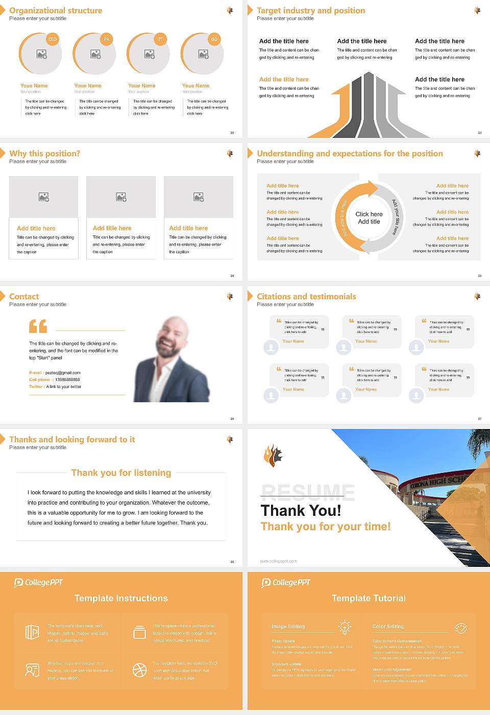 Oak Valley College Resume PPT Template16:9 ratio PPT effect preview image4