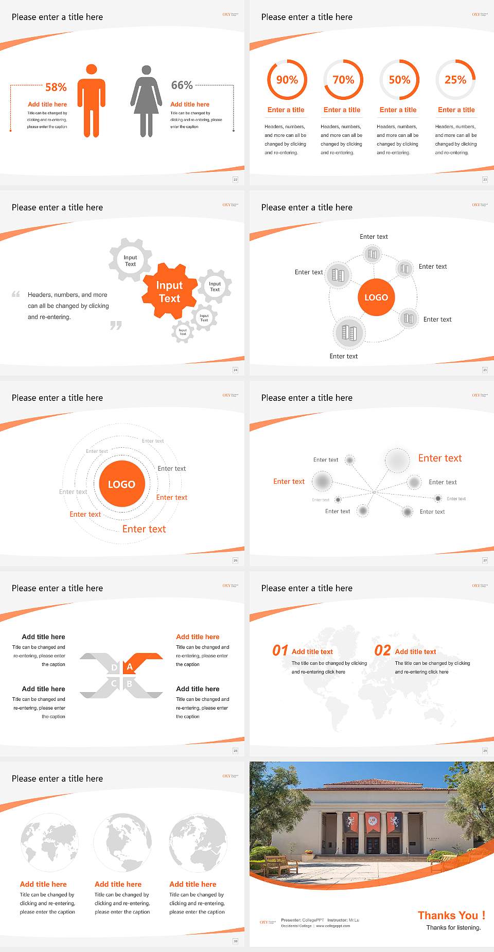 Occidental College Course/Courseware Creation PPT Template4:3 ratio PPT effect preview image4