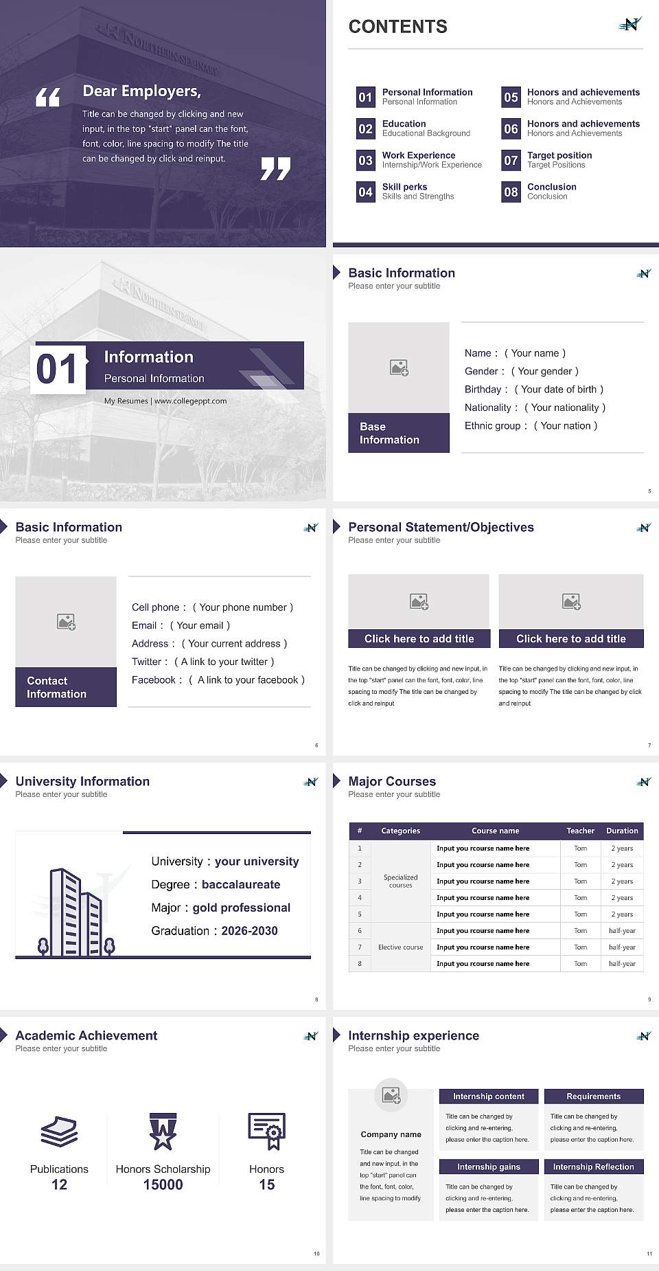 Northern Seminary Resume PPT Template4:3 ratio PPT effect preview image2