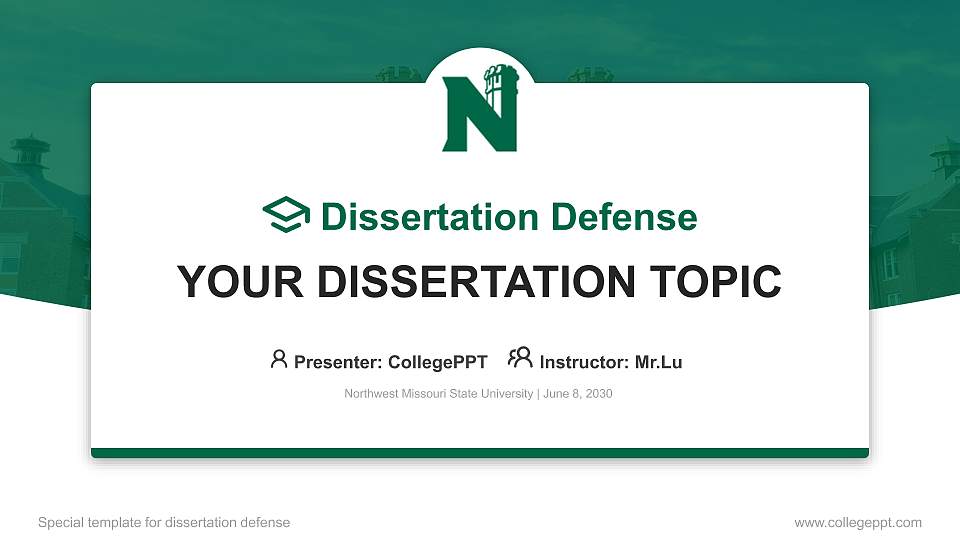 Northwest Missouri State University Graduation Thesis Defense PPT Template16:9 ratio PPT effect preview image