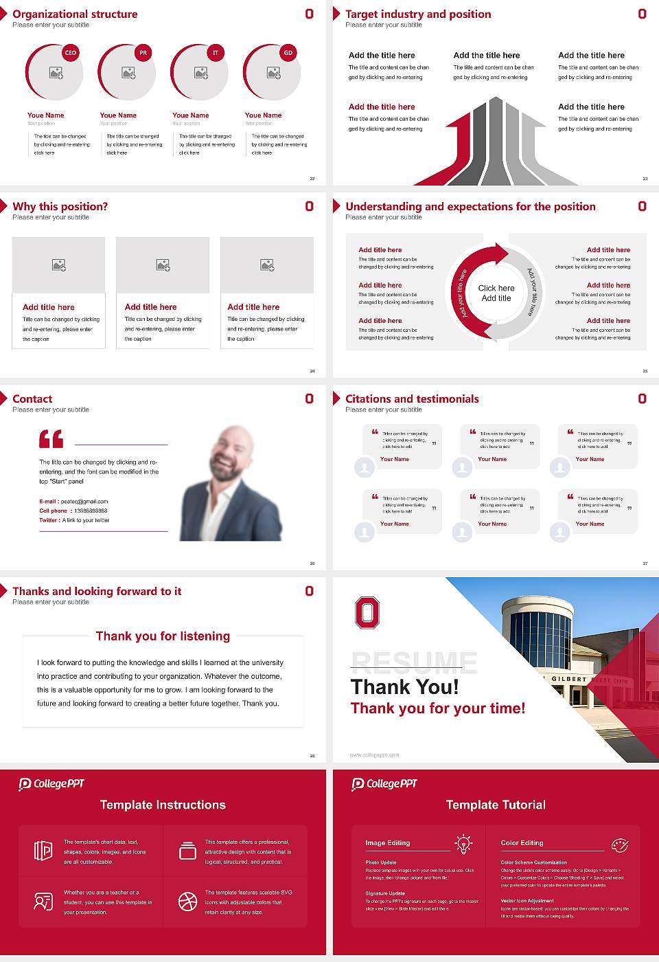 Ohio State University-Newark Campus Resume PPT Template16:9 ratio PPT effect preview image4