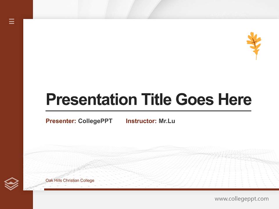 Oak Hills Christian College Thesis Proposal/Graduation Defense PPT Template4:3 ratio PPT effect preview image5