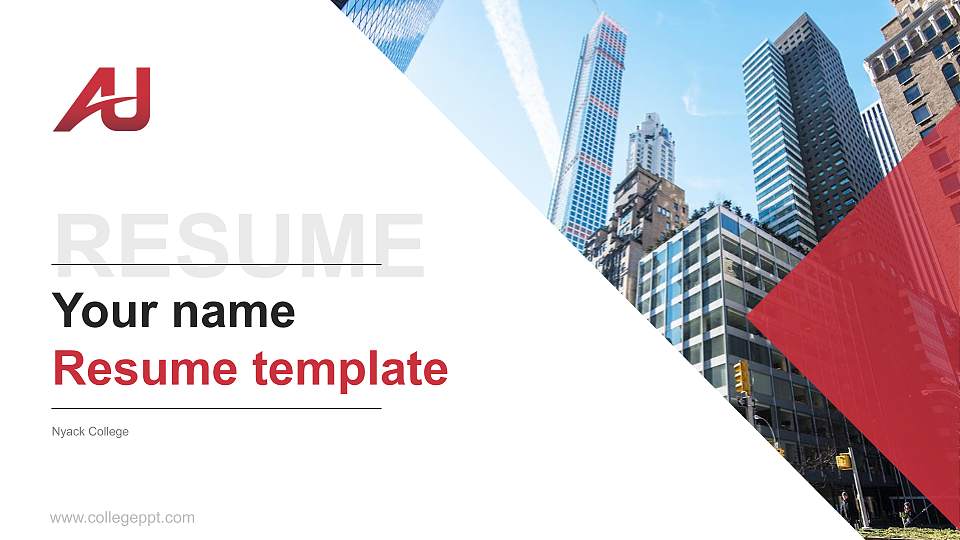 Nyack College Resume PPT Template16:9 ratio PPT effect preview image