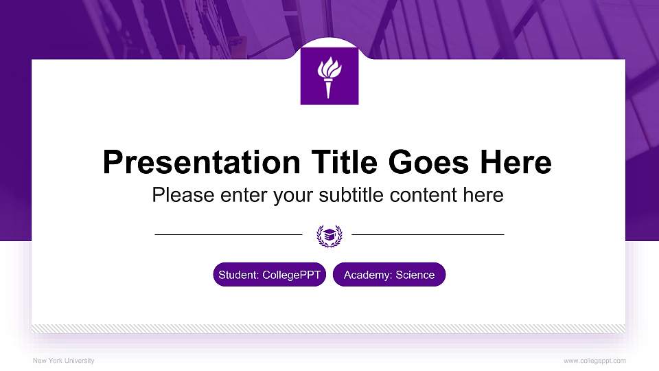 New York University National Scholarship Defense PPT Template16:9 ratio PPT effect preview image