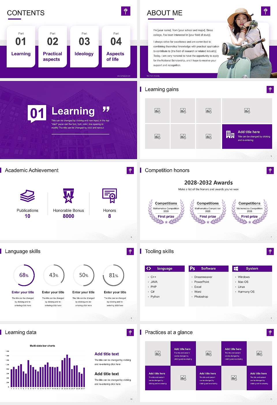 New York University National Scholarship Defense PPT Template16:9 ratio PPT effect preview image2