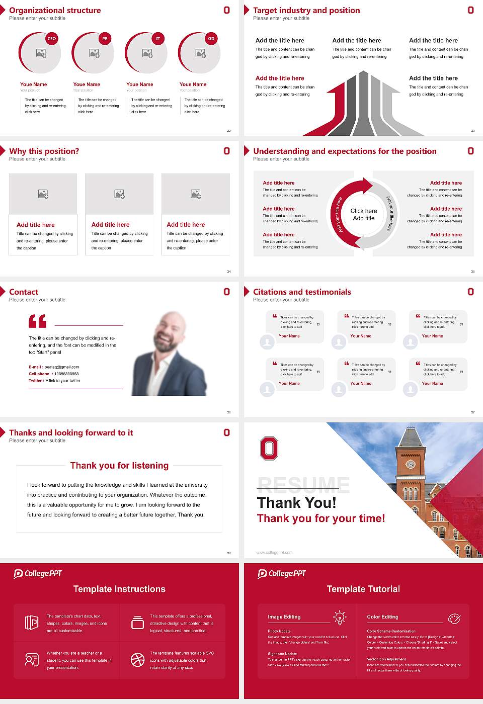 Ohio State University-Main Campus Resume PPT Template16:9 ratio PPT effect preview image4