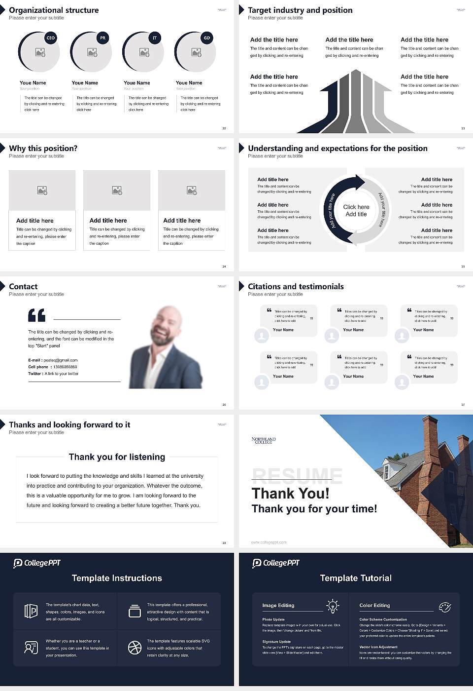 Northland College Resume PPT Template16:9 ratio PPT effect preview image4