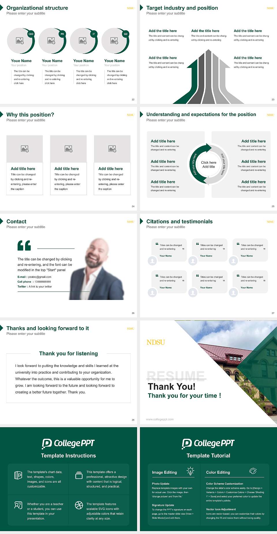 North Dakota State University-Main Campus Resume PPT Template4:3 ratio PPT effect preview image4