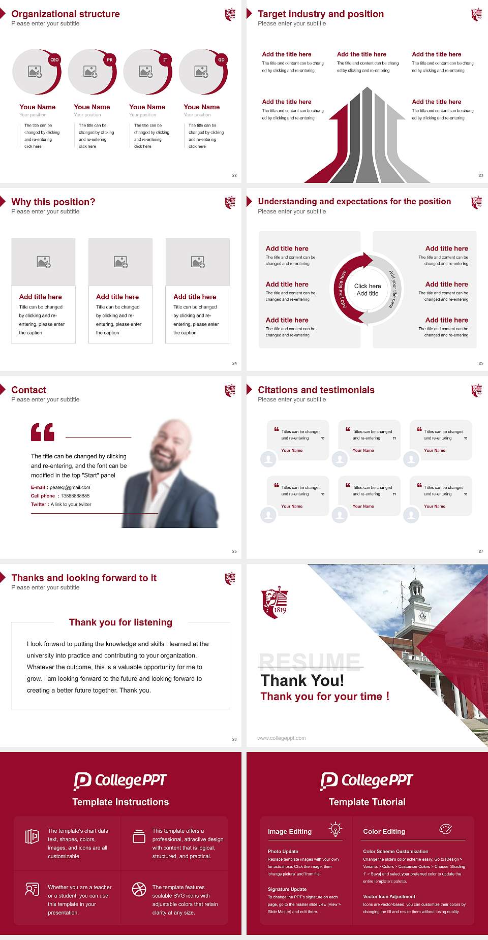 Norwich University Resume PPT Template4:3 ratio PPT effect preview image4