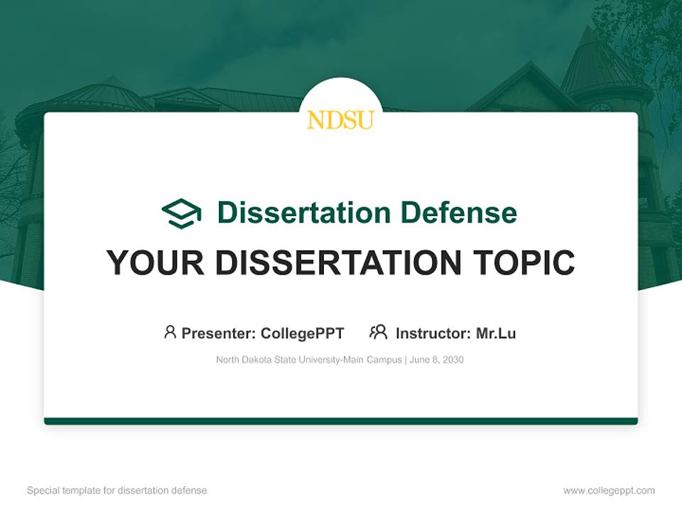 North Dakota State University-Main Campus Graduation Thesis Defense PPT Template4:3 ratio PPT effect preview image7