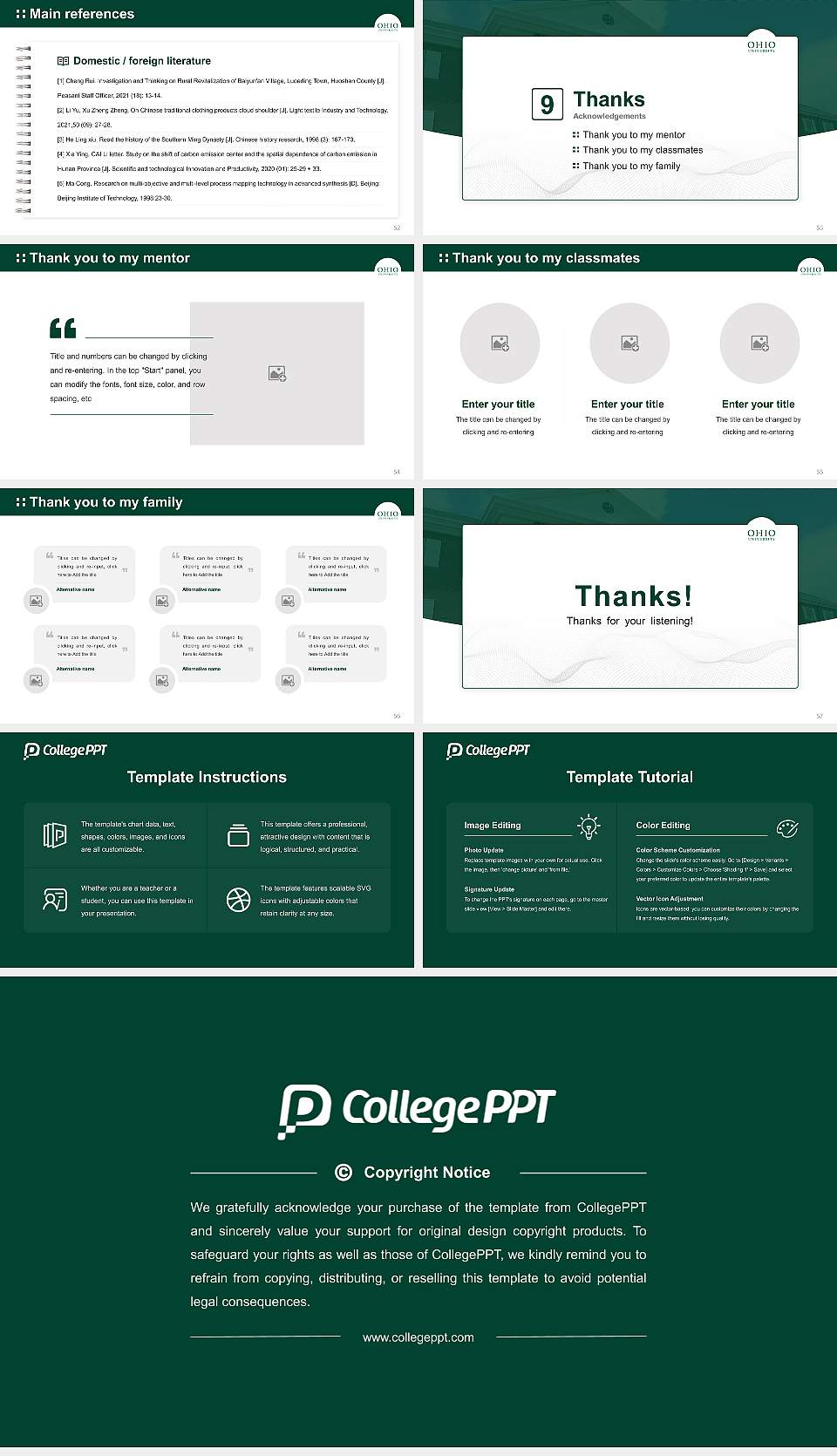 Ohio University-Main Campus Graduation Thesis Defense PPT Template16:9 ratio PPT effect preview image7